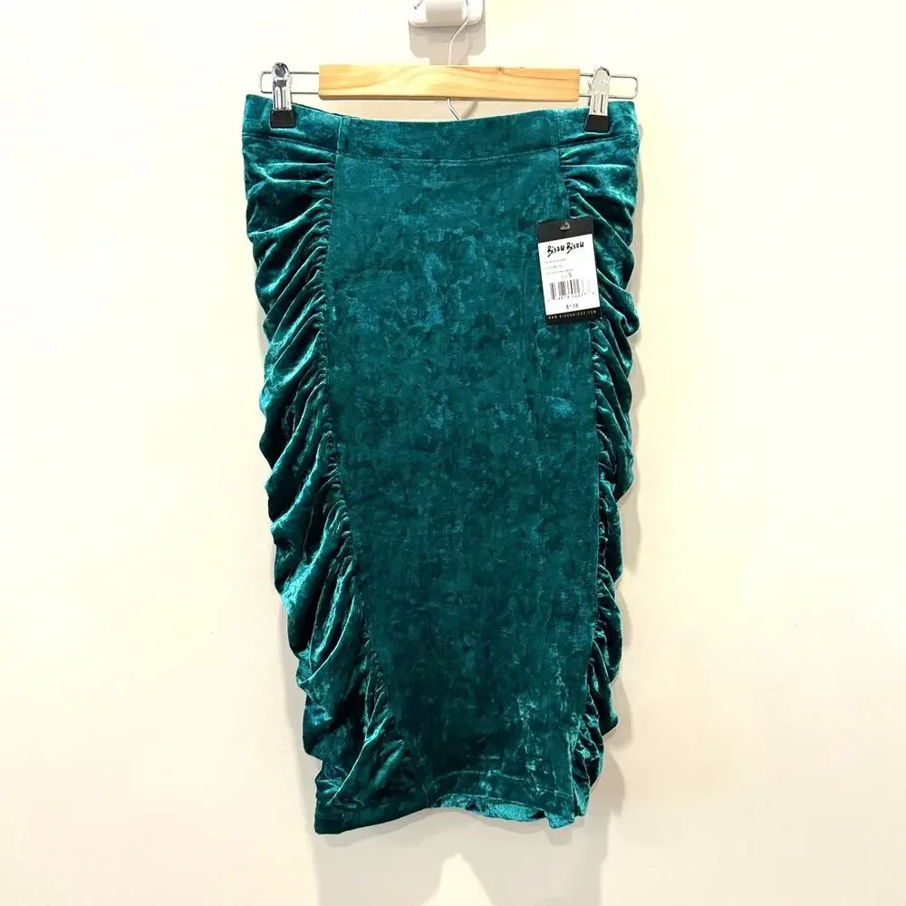 BISOU BISOU The Winona Skirt Storm Green Women's Size Small-New with Tags - Picture 4 of 7